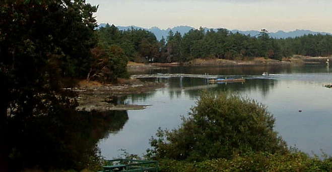 Autumn evening. Silva Bay Inn is located on lovely oceanfront grounds with beautiful views of the islands and mountains